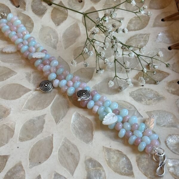 Twilight Blue And Pink Opal De Line Bracelet